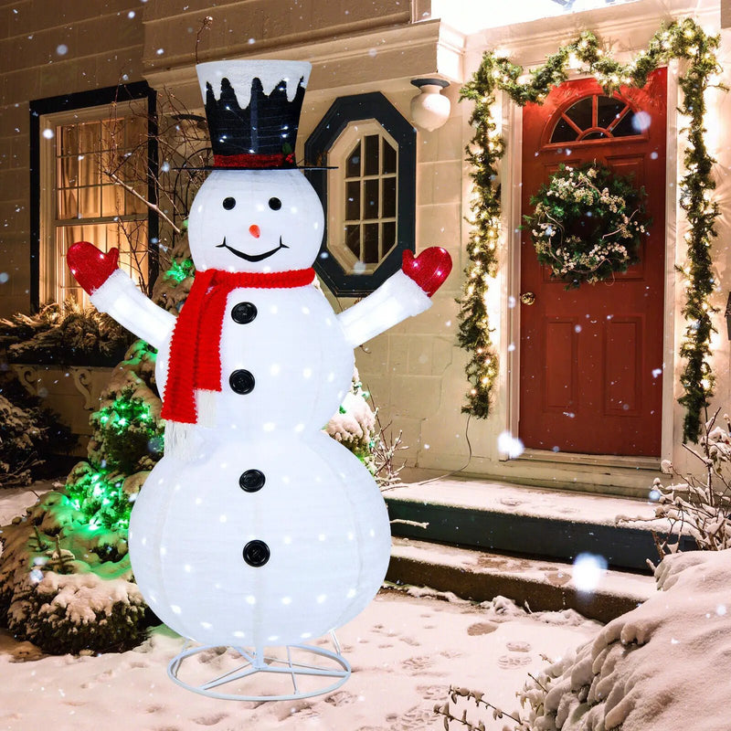 6 Feet Lighted Snowman with Top Hat and Red Scarf-White by DirectDeals