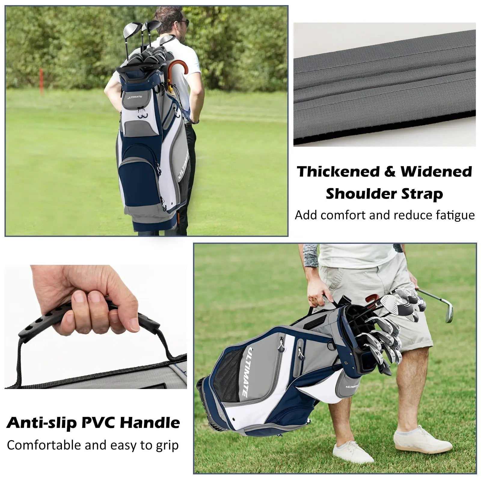 10.5 Inch Golf Stand Bag with 14 Way Dividers and 7 Zippered Pockets by DirectDeals