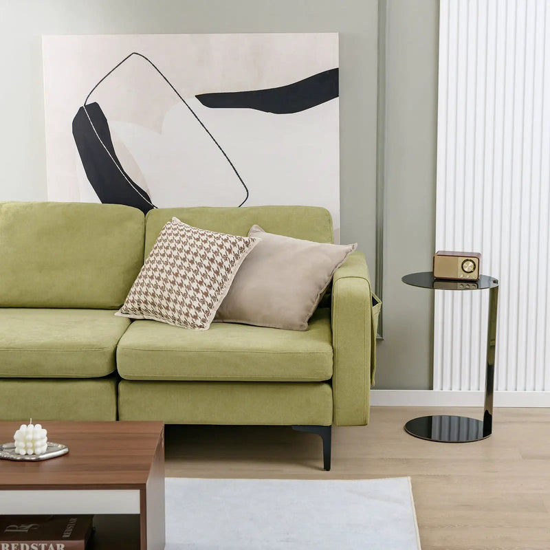3-Seat Sectional Sofa Couch with Armrest Magazine Pocket and Metal Leg by DirectDeals