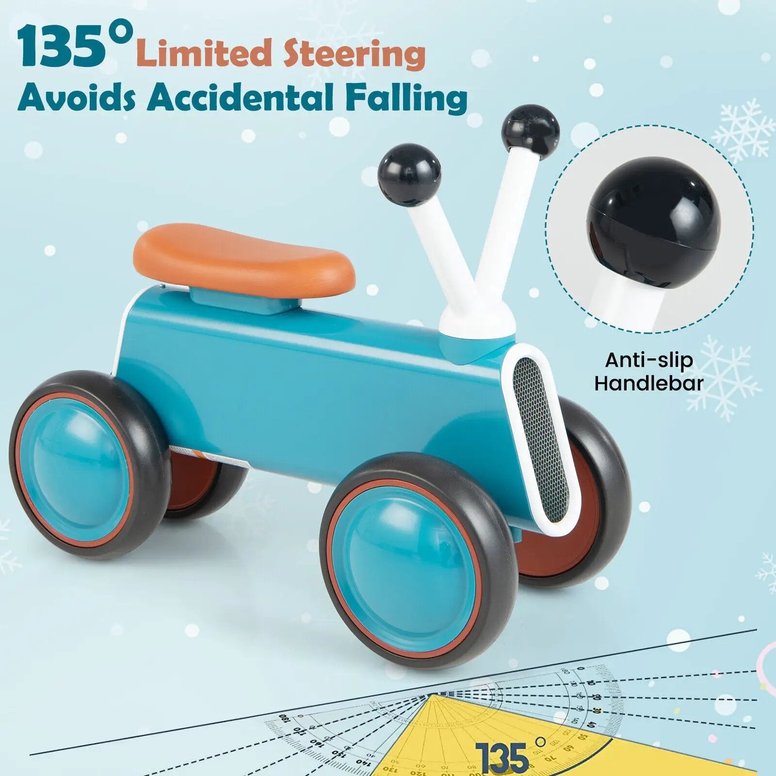 4 Wheels Baby Balance Bike without Pedal-Blue by DirectDeals
