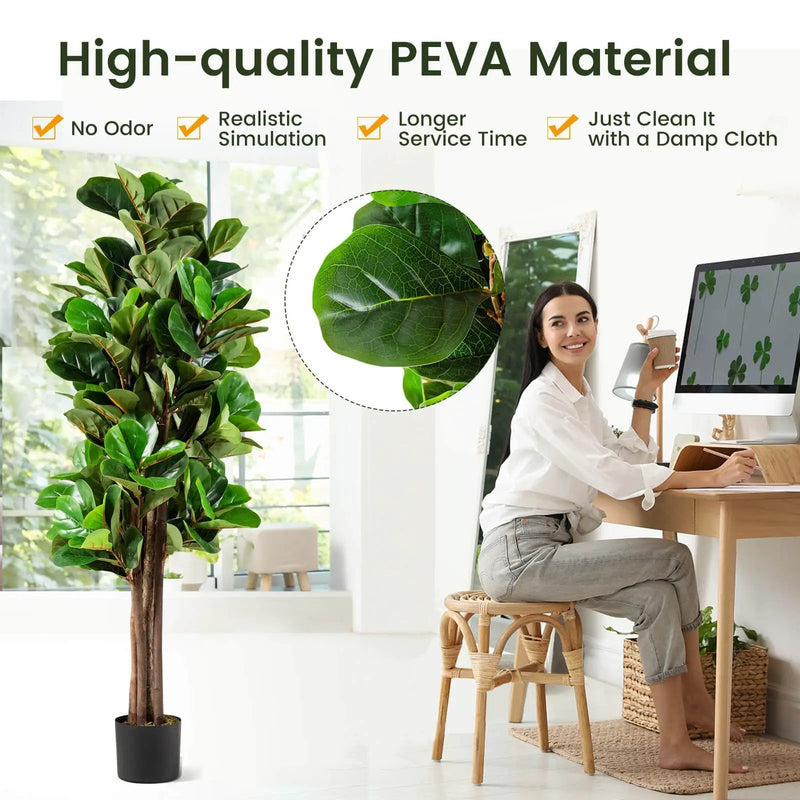 5 Feet Artificial Fiddle Leaf Fig Tree Decorative Planter by DirectDeals