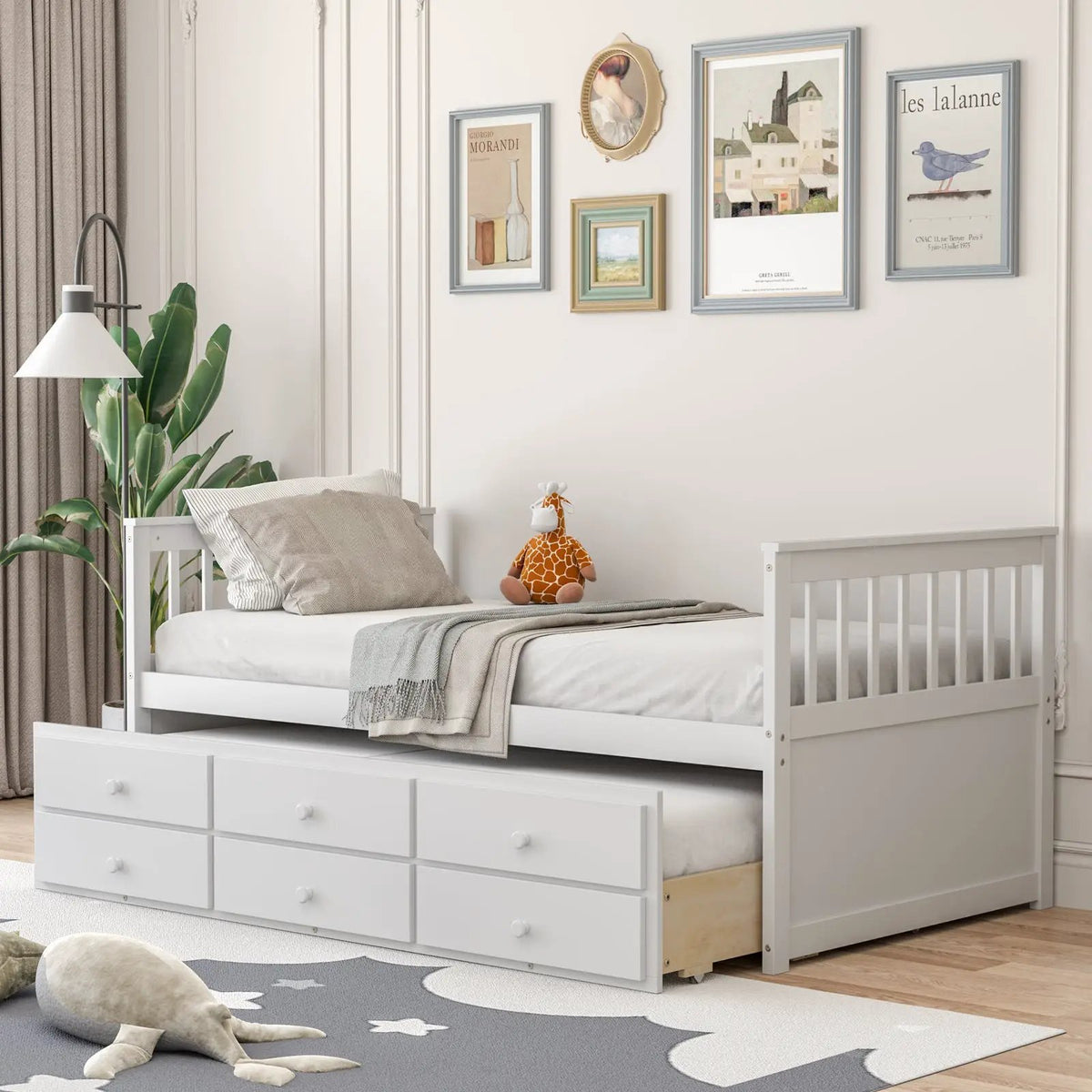 Twin Captain’s Bed with Trundle and 3 Storage Drawers by DirectDeals