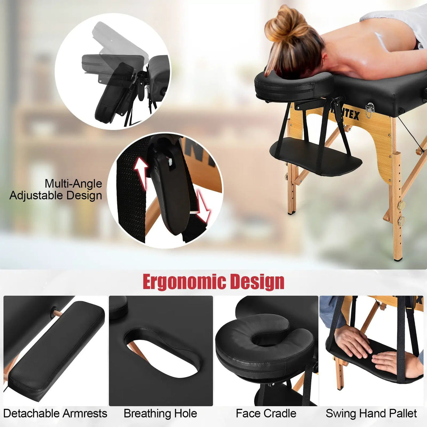 3 Fold Portable Adjustable Massage Table with Carry Case by DirectDeals