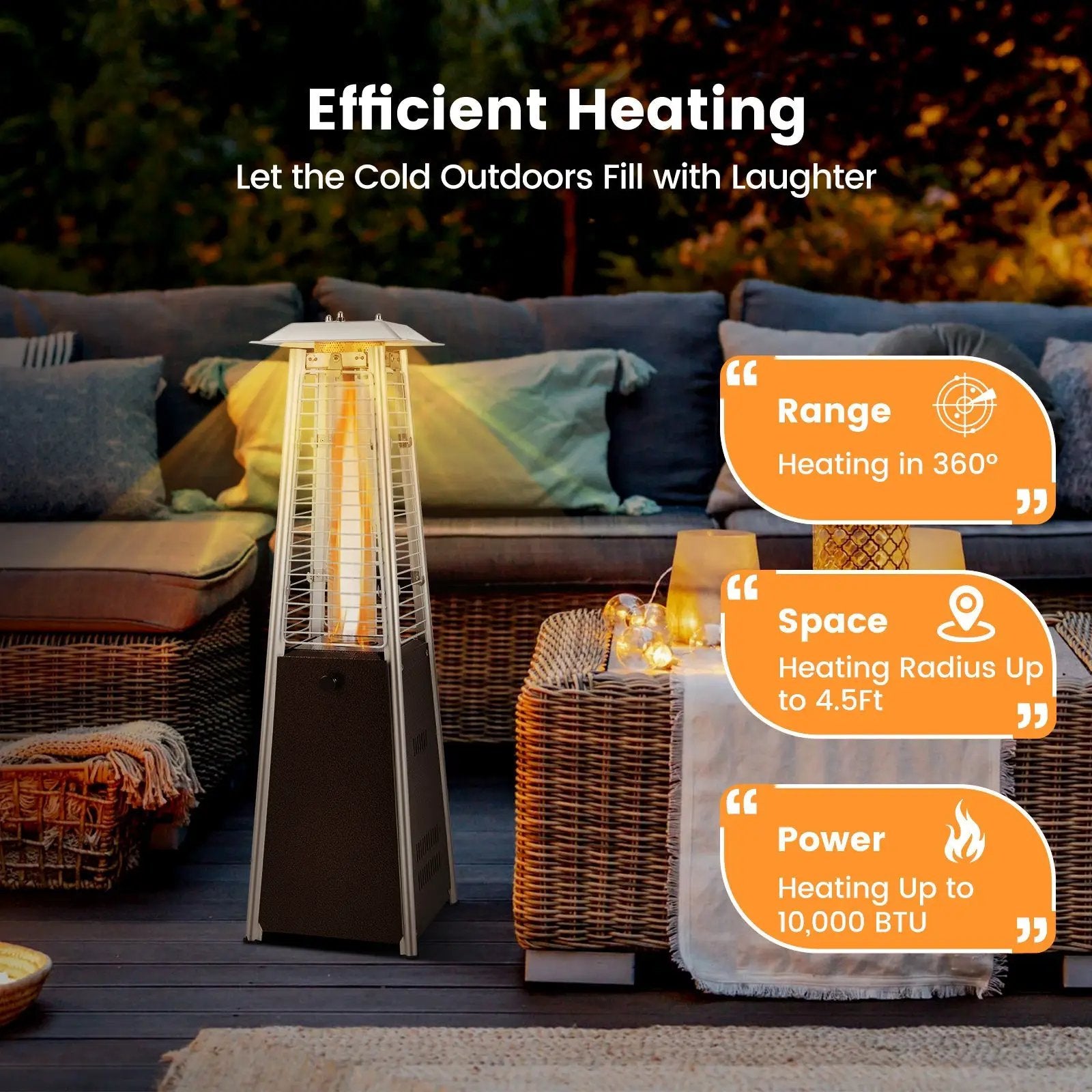 10000 BTU Portable Steel Tabletop Patio Heater with Glass Tube by DirectDeals