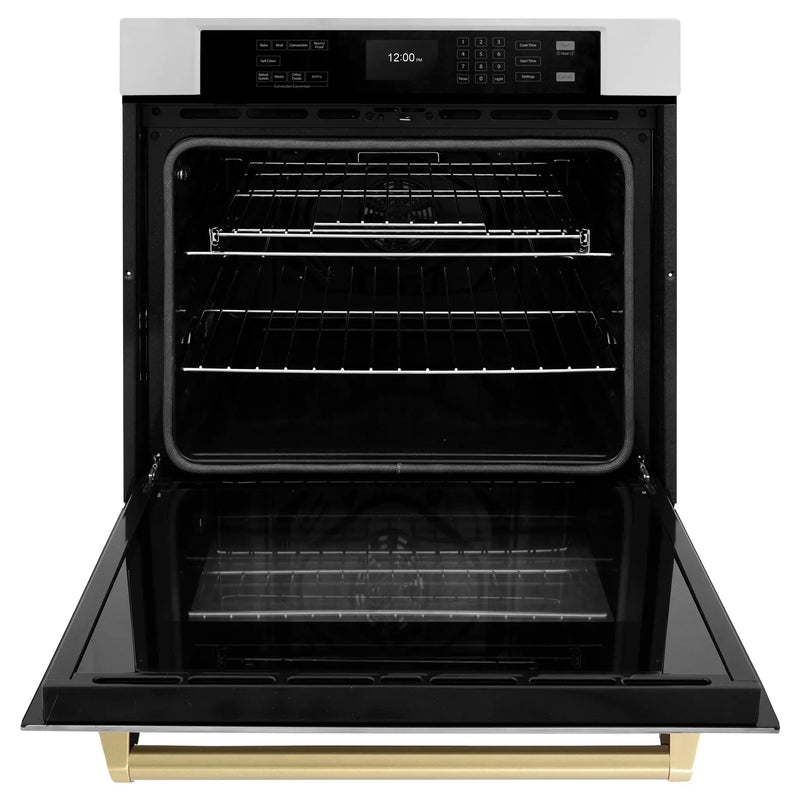 ZLINE 30" Autograph Edition Professional True Convection Single Wall Oven, Air Fry, Self Clean, Stainless Steel, Champagne Bronze WASZ-30-CB by Farmhouse Kitchen and Bath