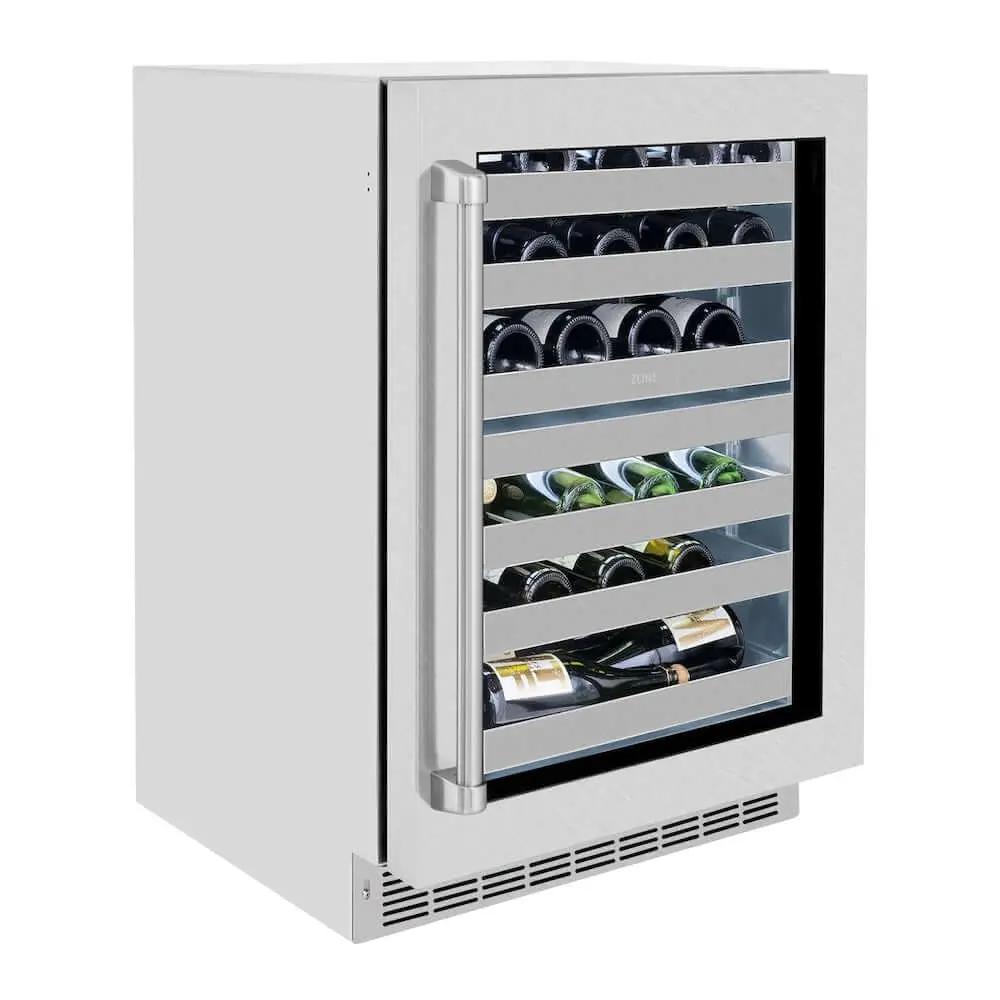ZLINE 24" Touchstone Dual Zone 44 Bottle Wine Cooler DuraSnow® Stainless Steel Glass Door RWDO-SN-24 by Farmhouse Kitchen and Bath