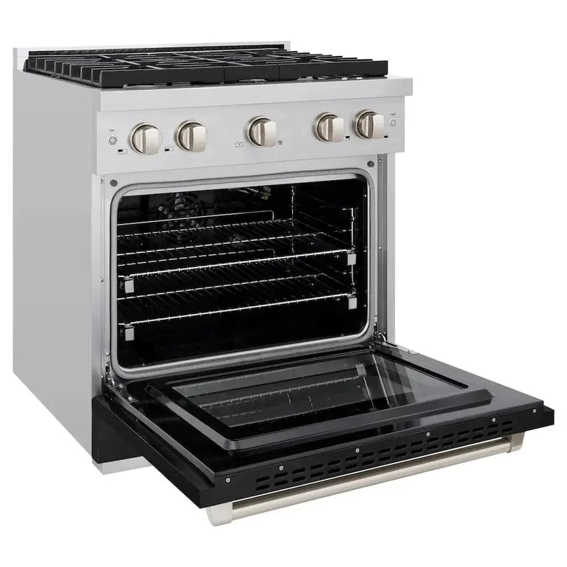 ZLINE 30"Paramount Dual Fuel Range Stainless Steel, Black Matte, SDR-BLM-30 by Farmhouse Kitchen and Bath