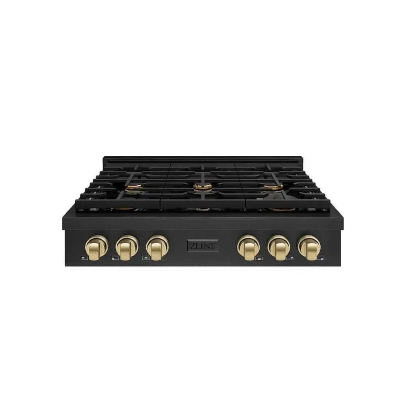 ZLINE 36" Paramount Gas Rangetop Black Stainless Steel Champagne Bronze SRTBZ-36-CB by Farmhouse Kitchen and Bath
