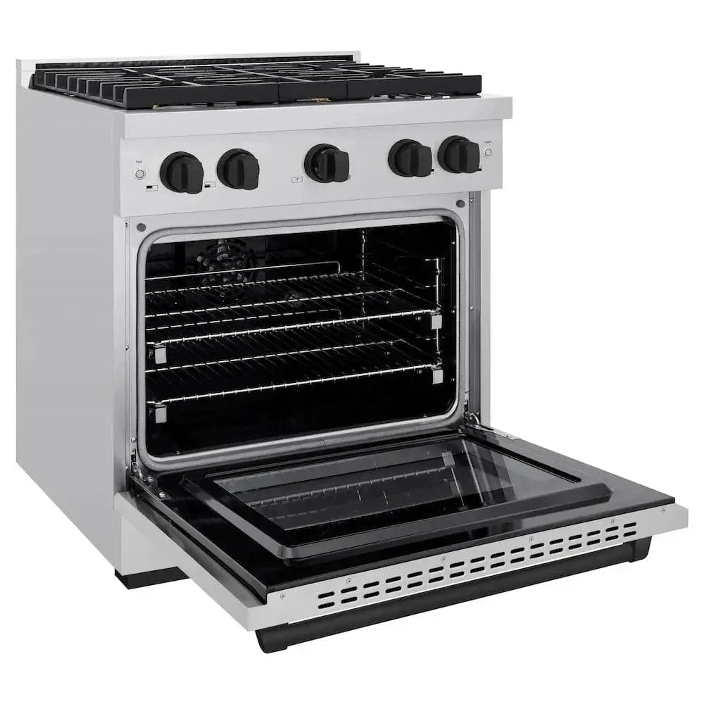 ZLINE 30"Paramount Dual Fuel Range Stainless Steel Matte Black SDRZ-30-MB by Farmhouse Kitchen and Bath