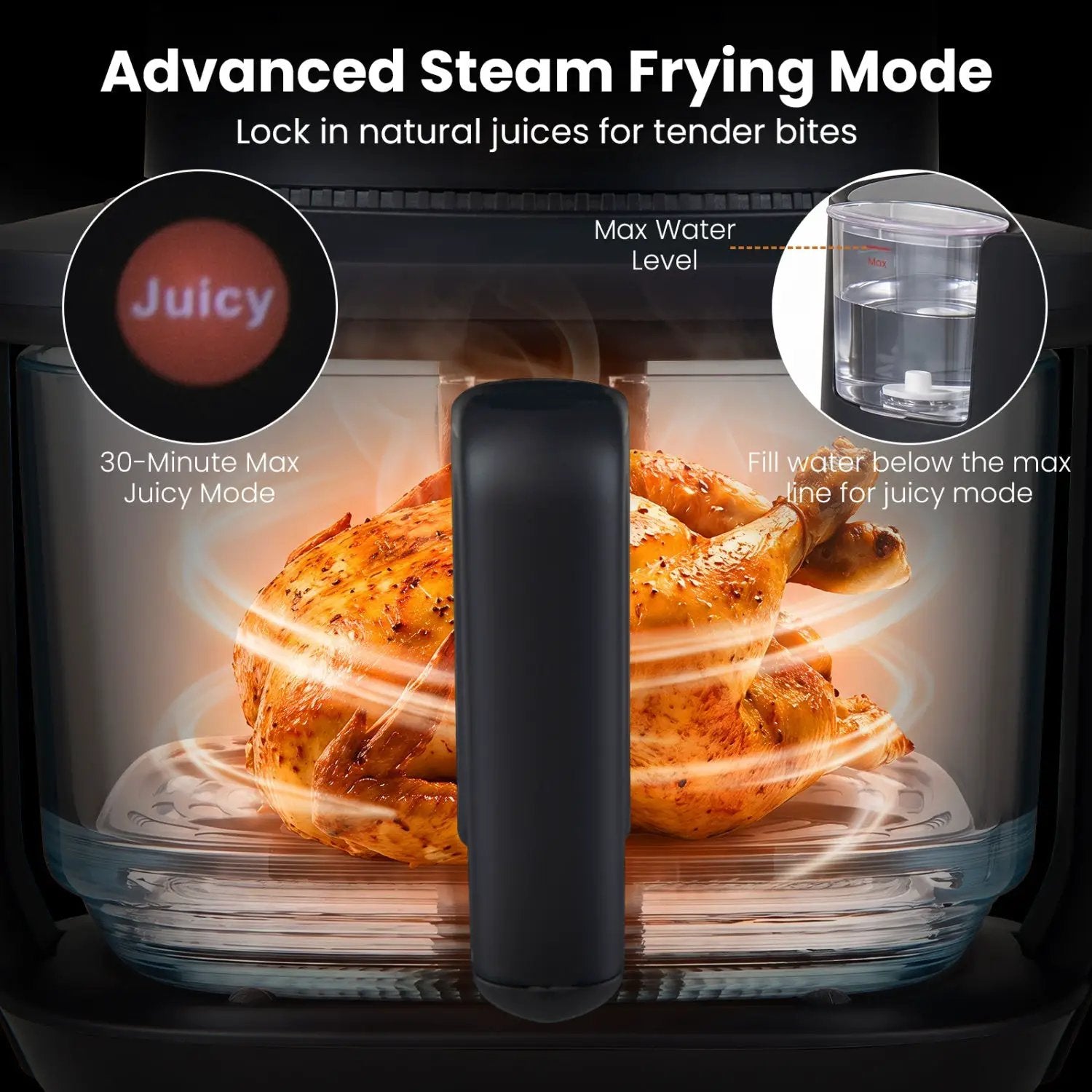4.7 QT Glass Air Fryer with Steam Frying Mode by DirectDeals