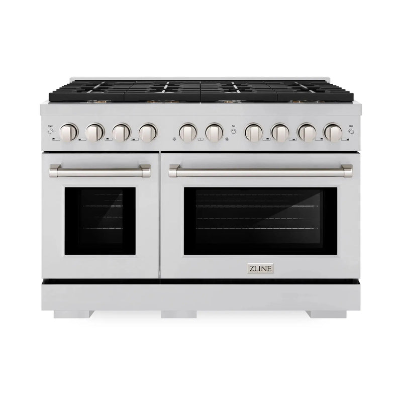 ZLINE 48"Paramount Dual Fuel Range Stainless Steel, Brass Burner, SDR-BR-48 by Farmhouse Kitchen and Bath