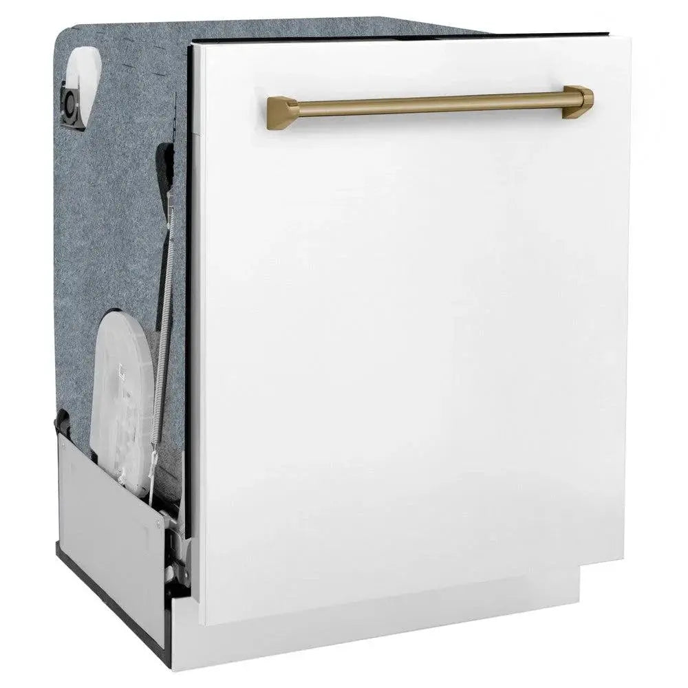 ZLINE Autograph 24" Dishwasher, White Door, Bronze DWMTZ-WM-24-CB by Farmhouse Kitchen and Bath