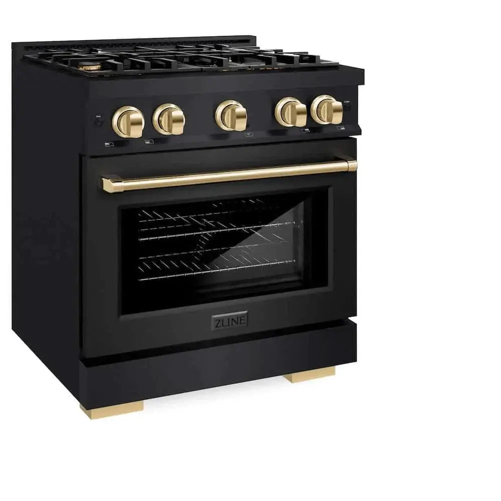 ZLINE 30" Select Gas Range Convection Gas Oven Black Stainless Steel Gold HGRBZ-30-G by Farmhouse Kitchen and Bath