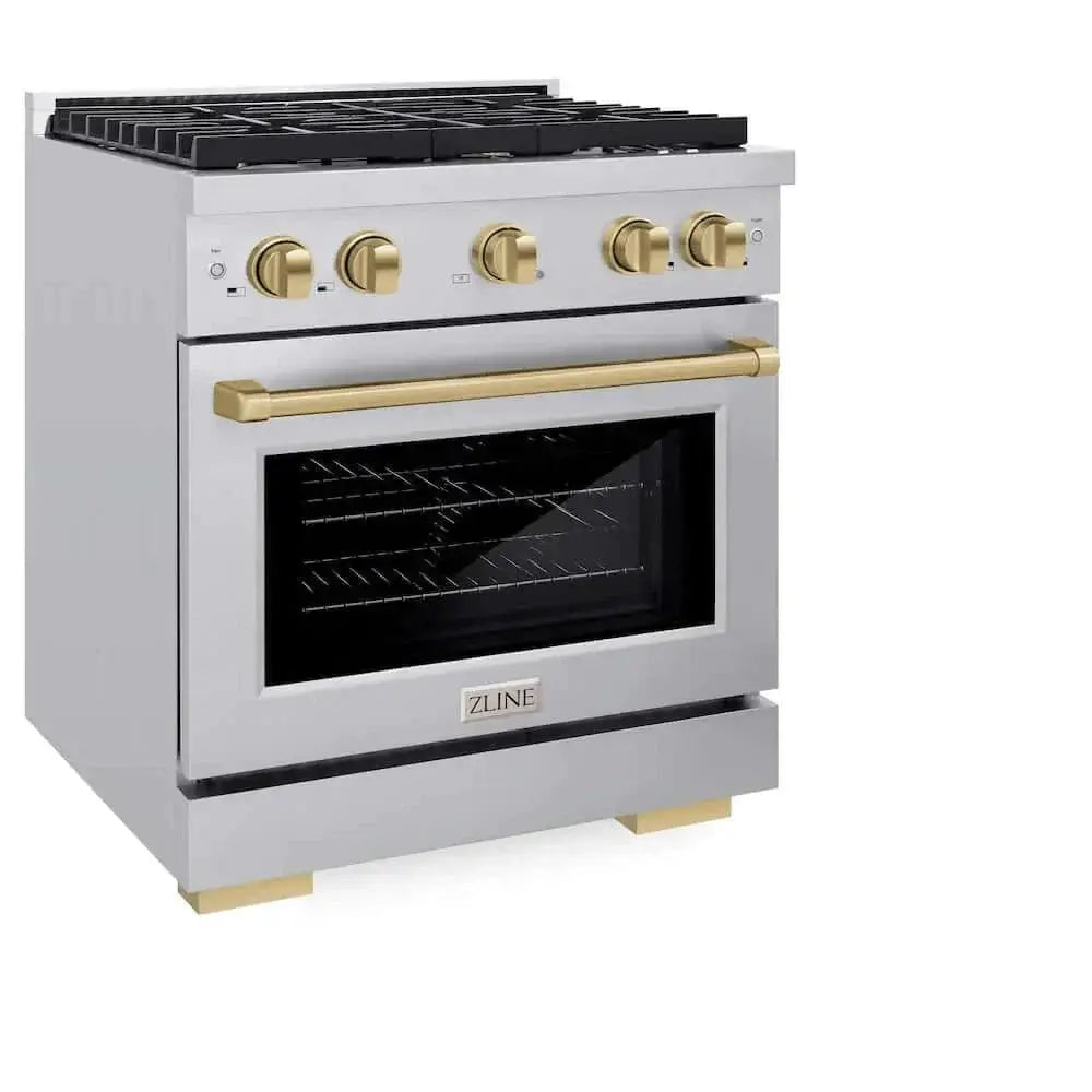 ZLINE 30"Gas Range, Convection Oven Stainless Steel, Champagne Bronze, SGRZ-30-CB by Farmhouse Kitchen and Bath