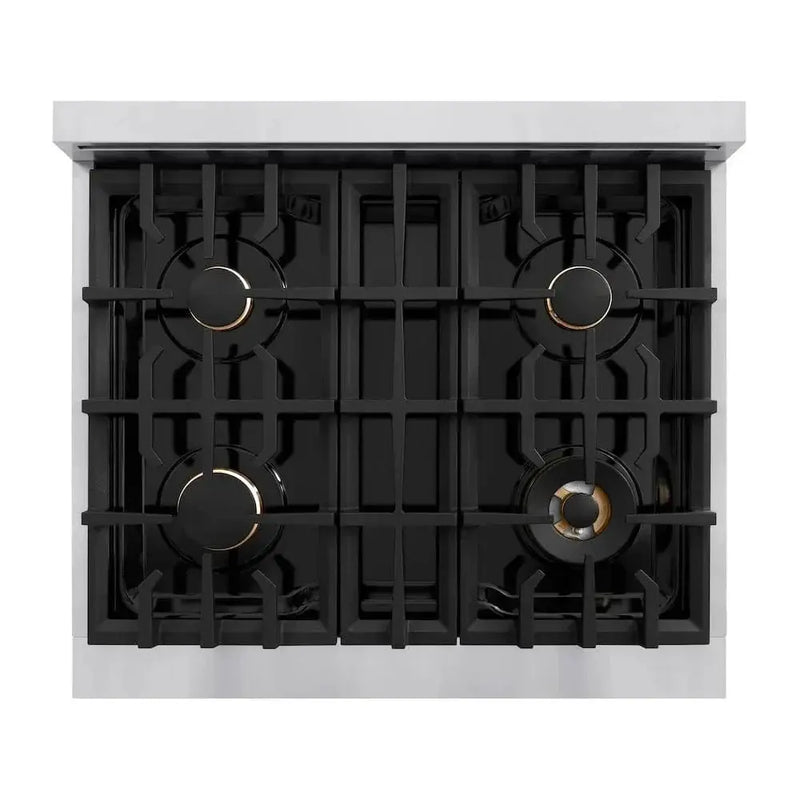 ZLINE 30" Dual Fuel Range, Gas Cooktop, Electric Convection Oven Stainless Steel, Matte Black CDRZ-30-MB by Farmhouse Kitchen and Bath