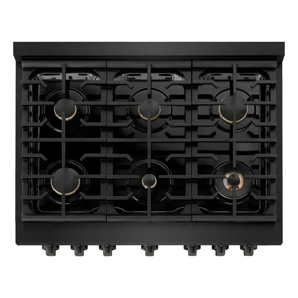 ZLINE 36 in.Gas Range, Convection Gas Oven, Brass Burner, Black Stainless Steel, SGRB-BR-36 by Farmhouse Kitchen and Bath