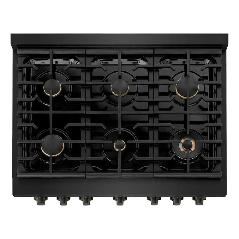 ZLINE 36 in.Gas Range, Convection Gas Oven, Brass Burner, Black Stainless Steel, SGRB-BR-36 by Farmhouse Kitchen and Bath