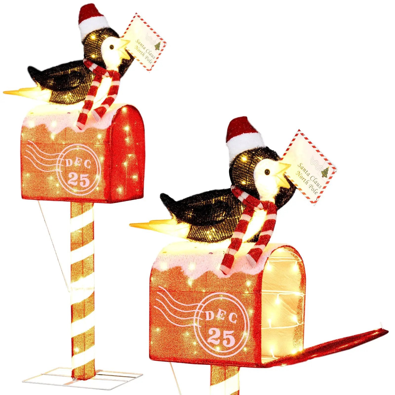 4.8 FT Christmas Lighted Penguin on Mailbox Pre-lit Xmas Decoration with 100 LED Warm White Lights by DirectDeals