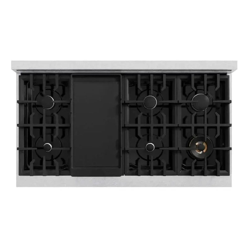 ZLINE 48" Dual Fuel Range, Gas Cooktop, Electric Convection Oven DuraSnow® Stainless Steel, White Matte Door CDRS-WM-48 by Farmhouse Kitchen and Bath