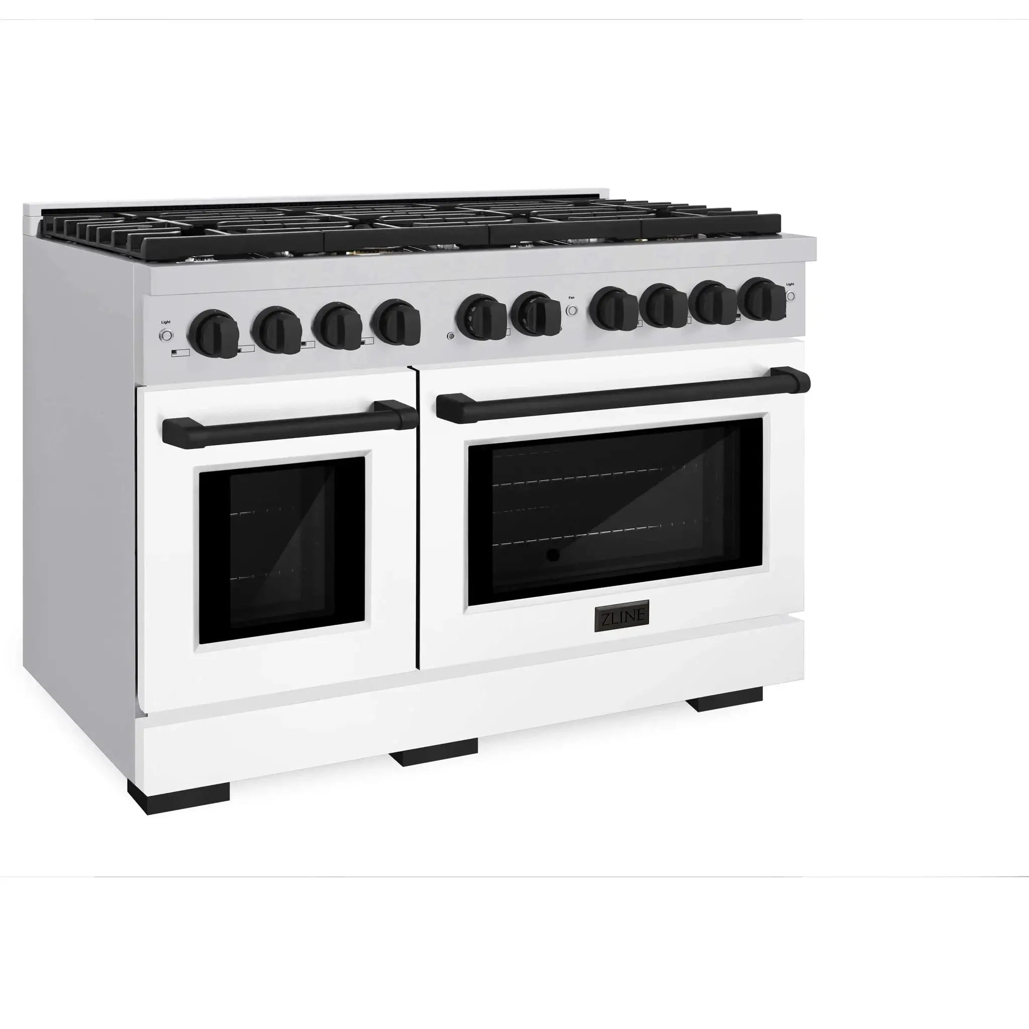 ZLINE 48"Paramount Dual Fuel Range White Matte Matte Black SDRZ-WM-48-MB by Farmhouse Kitchen and Bath
