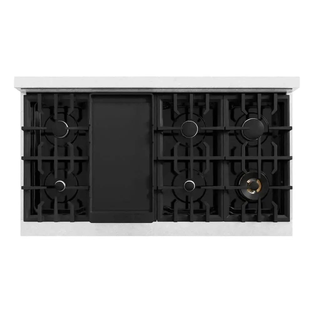 ZLINE 48" Select Dual Fuel Range Gas Cooktop Electric Convection Oven DuraSnow® Stainless Steel Black Matte Door HDRS-BLM-48 by Farmhouse Kitchen and Bath