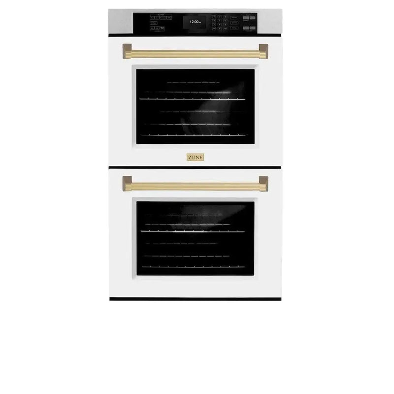 ZLINE 30"Professional True Convection Double Wall Oven, Air Fry, Self Clean, DuraSnow® Champagne Bronze WADSZ-WM-30-CB by Farmhouse Kitchen and Bath