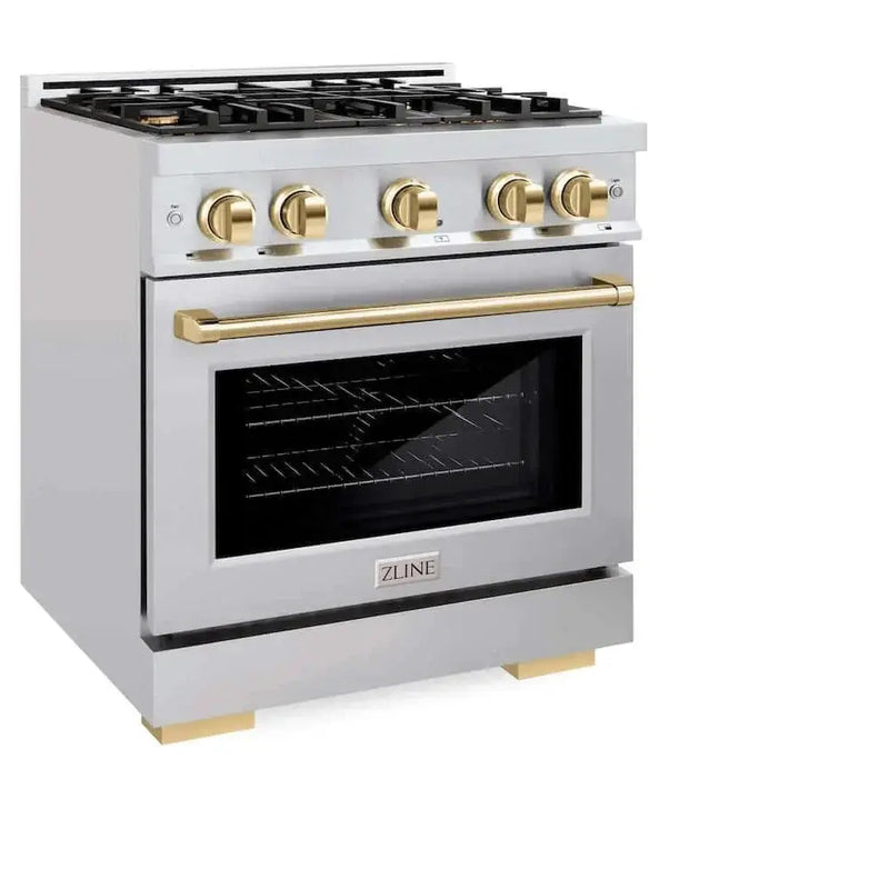 ZLINE 30" Select Gas Range Convection Gas Oven Stainless Steel Gold HGRZ-30-G by Farmhouse Kitchen and Bath