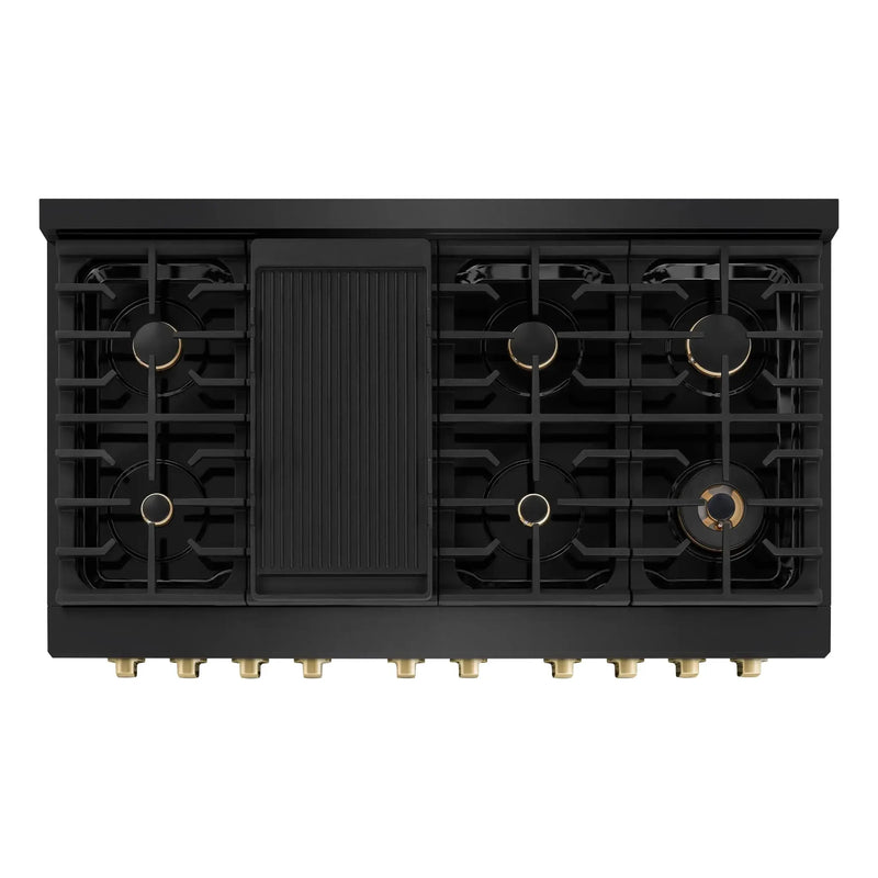 ZLINE 48"Paramount Dual Fuel Range Black Stainless Steel, Champagne Bronze SDRBZ-48-CB by Farmhouse Kitchen and Bath