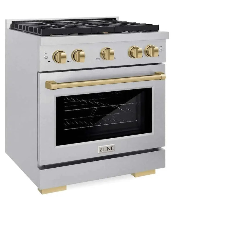 ZLINE 30"Gas Range, Convection Gas Oven , DuraSnow® Champagne Bronze, SGRSZ-30-CB by Farmhouse Kitchen and Bath
