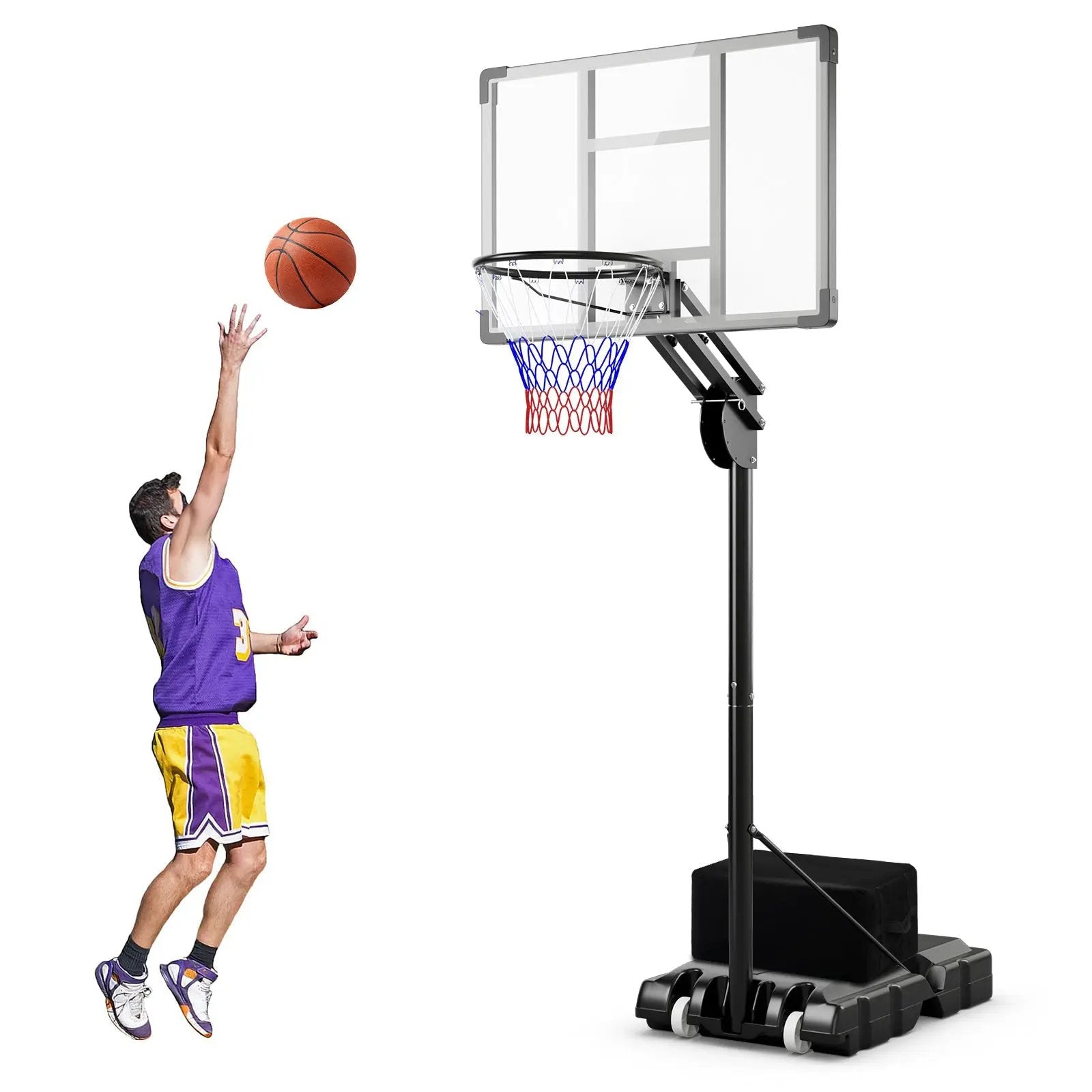 4.9-10 Feet Adjustable Basketball Hoop with Shatterproof Backboard by DirectDeals