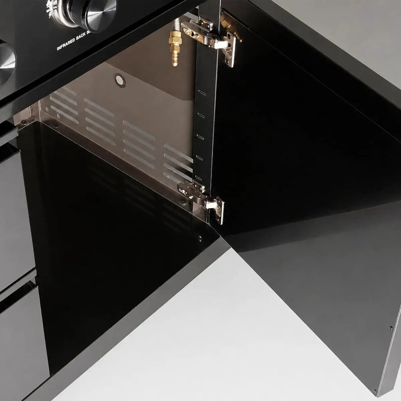 104" 4-Burner 72,000 BTU Black Outdoor Kitchen Bar Barbecue Island Grill + Wine Cooler + Sink by Chery Industrial