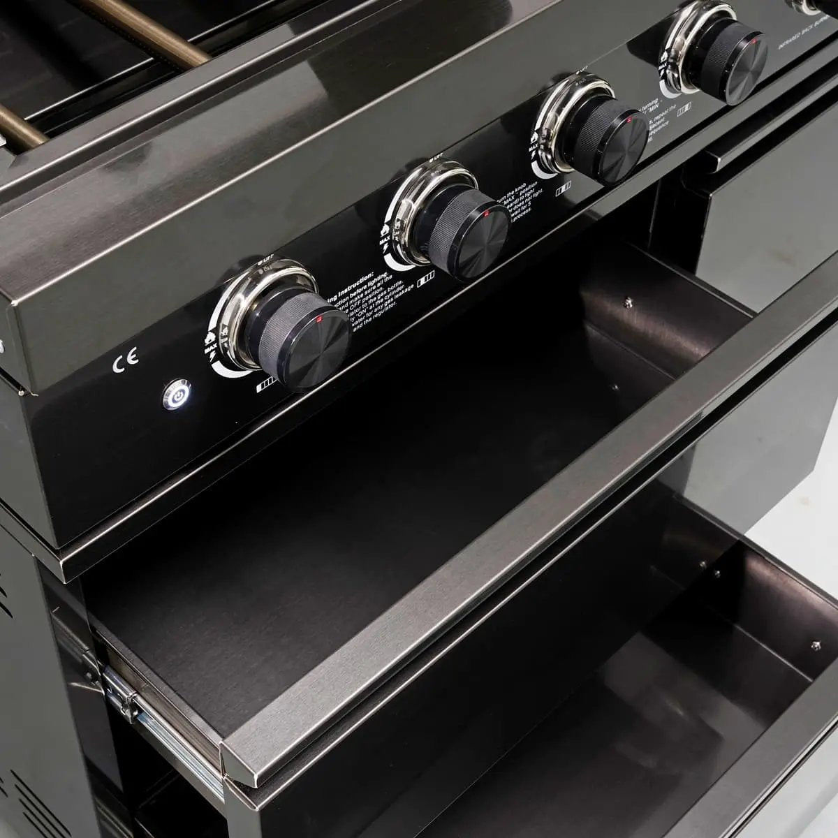 85" 4-Burner 72000 BTU Black Outdoor Kitchen Island Grill with Compact Refrigerator Marble Countertops Sink by Chery Industrial