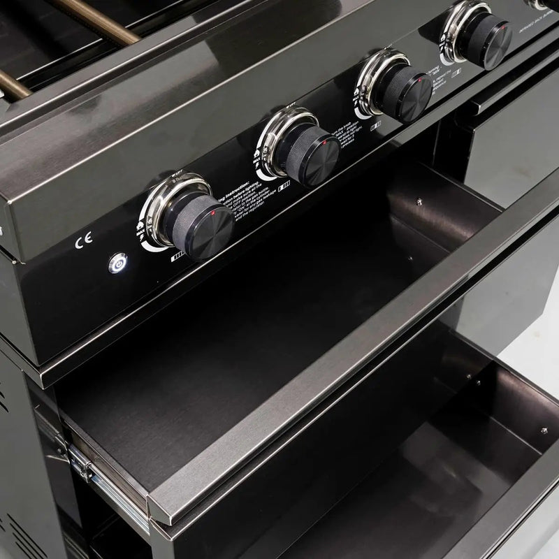 65" 4-Burner 72,000 BTU Black Outdoor Kitchen Island Grill + Round Side Burner by Chery Industrial