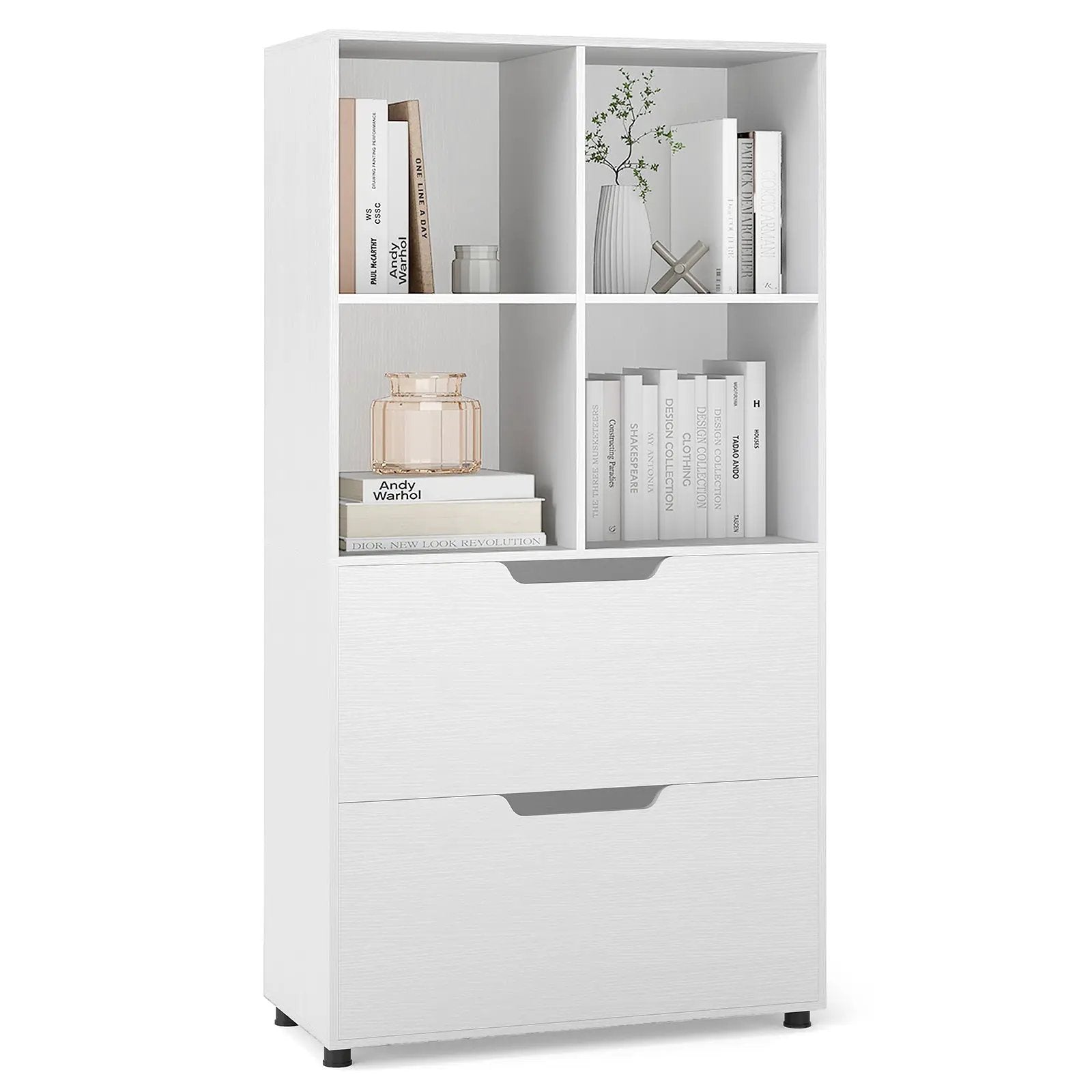 4-Cube Bookcase with 2 Drawers 51 inch 5-Tier Tall Freestanding Bookshelf by DirectDeals