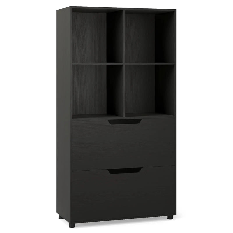 4-Cube Bookcase with 2 Drawers 51 inch 5-Tier Tall Freestanding Bookshelf by DirectDeals