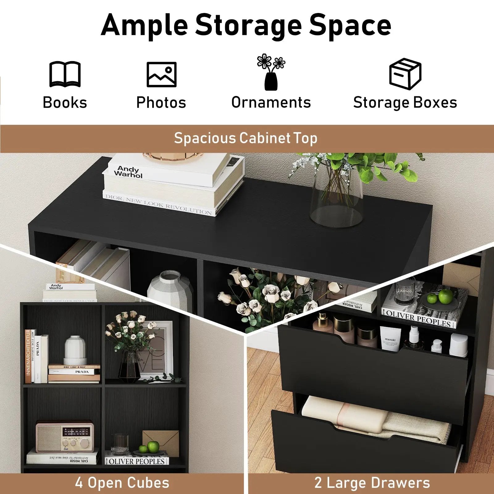 4-Cube Bookcase with 2 Drawers 51 inch 5-Tier Tall Freestanding Bookshelf by DirectDeals