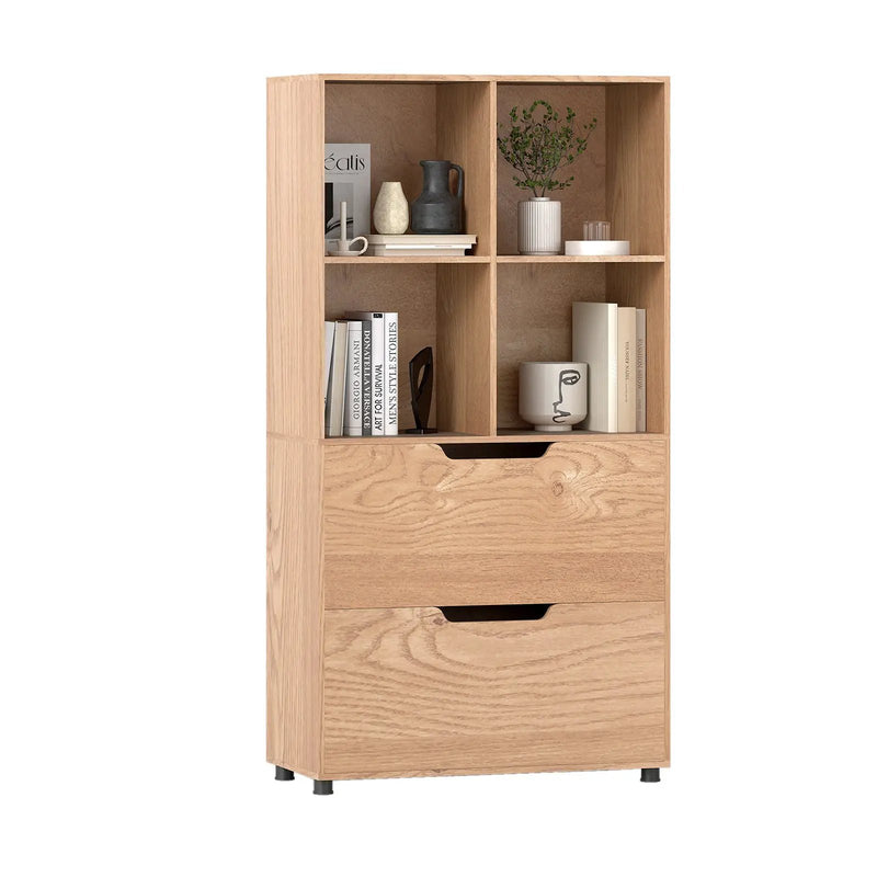 4-Cube Bookcase with 2 Drawers 51 inch 5-Tier Tall Freestanding Bookshelf by DirectDeals