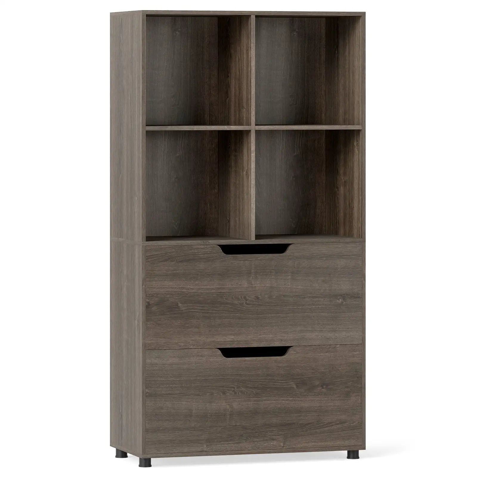 4-Cube Bookcase with 2 Drawers 51 inch 5-Tier Tall Freestanding Bookshelf by DirectDeals