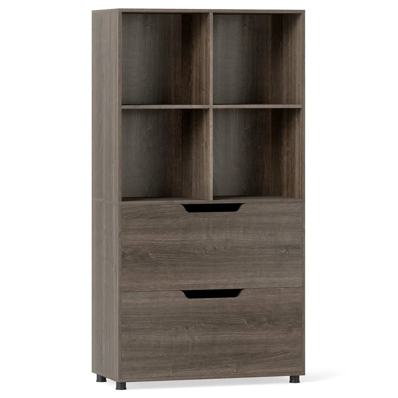 4-Cube Bookcase with 2 Drawers 51 inch 5-Tier Tall Freestanding Bookshelf by DirectDeals