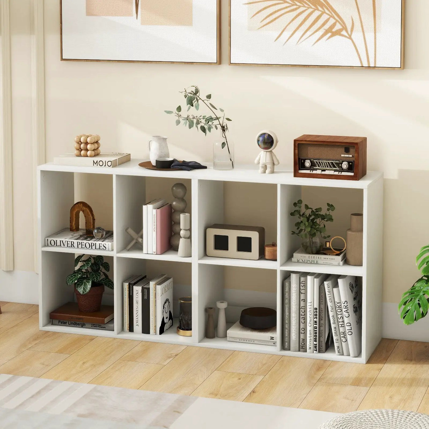 4 Cube Bookshelf with Back Guardrail for Living Room Bedroom by DirectDeals