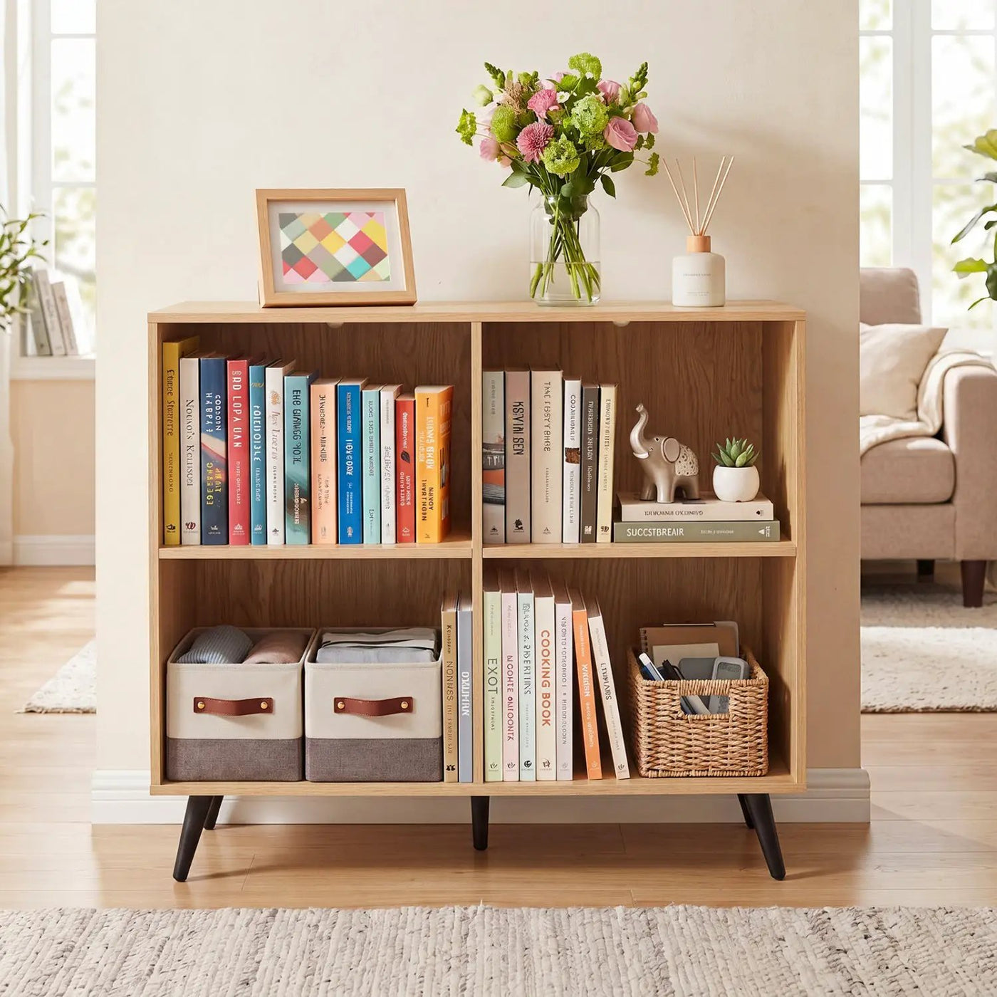 4-Cube Bookshelf with Metal Legs - White by DirectDeals