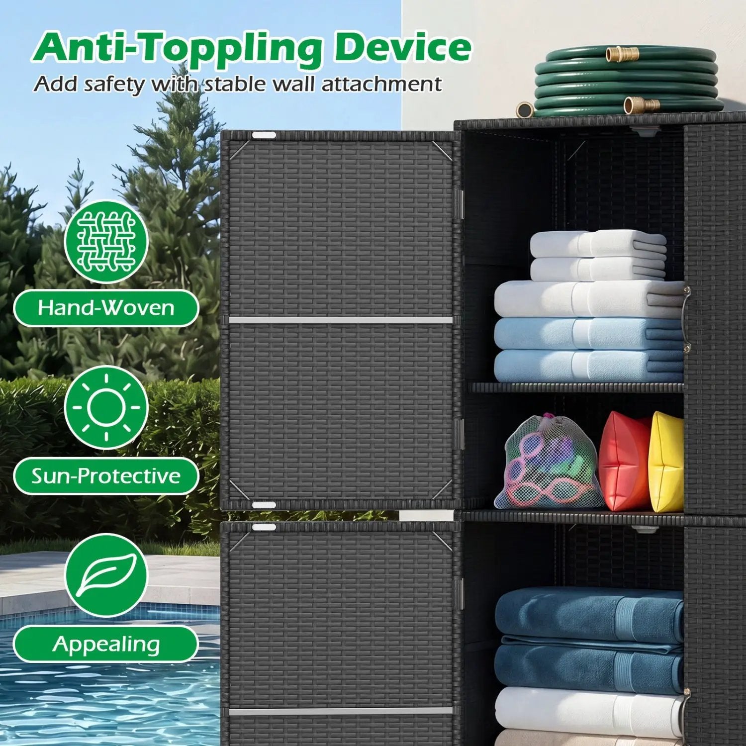 Rattan Vertical Storage Shed with Adjustable Shelves by DirectDeals