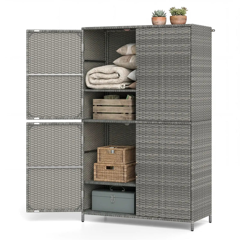 Rattan Vertical Storage Shed with Adjustable Shelves by DirectDeals