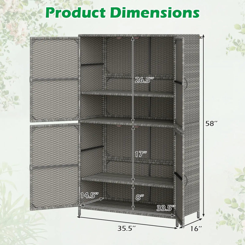 Rattan Vertical Storage Shed with Adjustable Shelves by DirectDeals