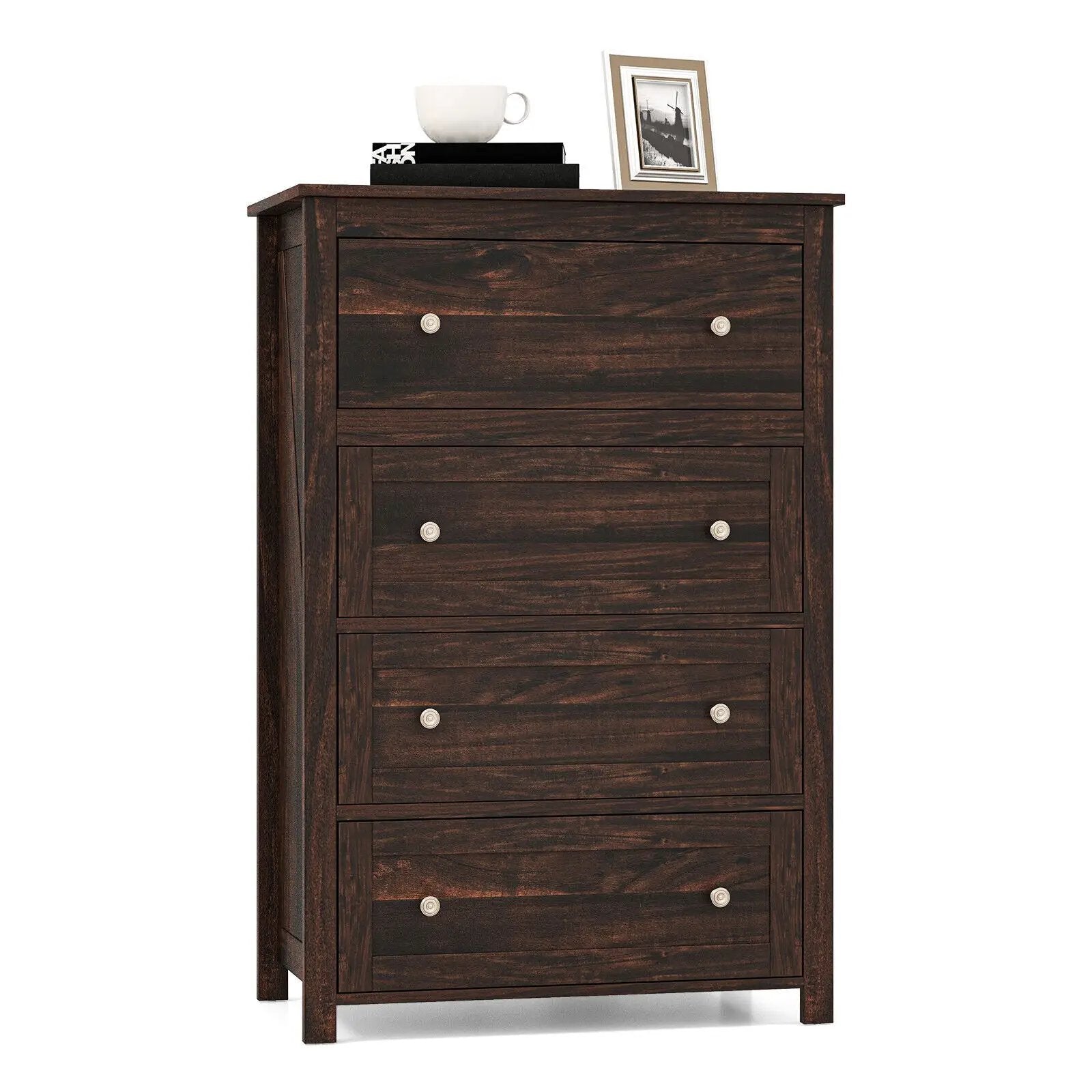 4 Drawer Dresser for Closet Hallway Living Room Nursery-Brown by DirectDeals
