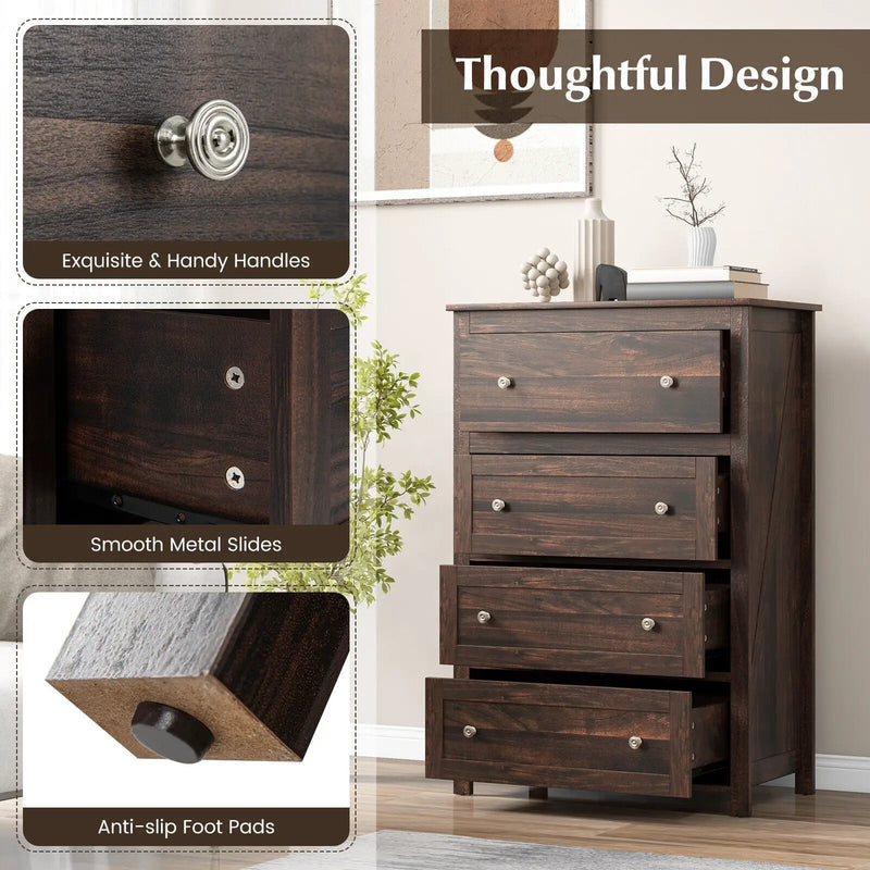 4 Drawer Dresser for Closet Hallway Living Room Nursery-Brown by DirectDeals