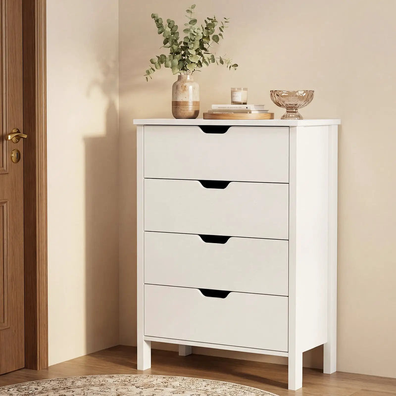 4-Drawer Dresser Wooden Nightstand with Anti-Tipping Kits-White by DirectDeals