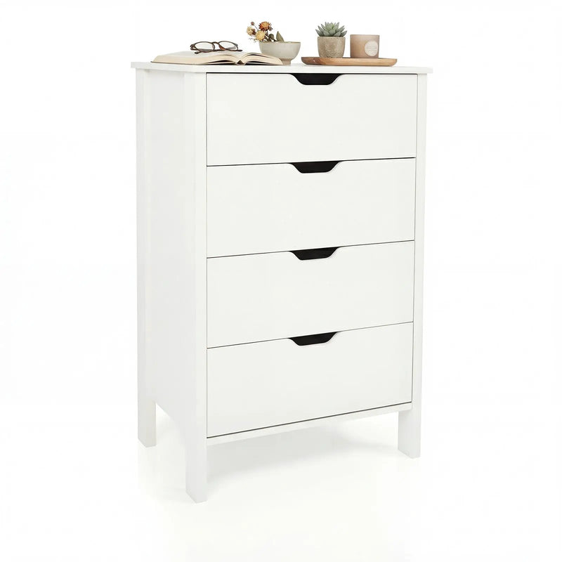 4-Drawer Dresser Wooden Nightstand with Anti-Tipping Kits-White by DirectDeals