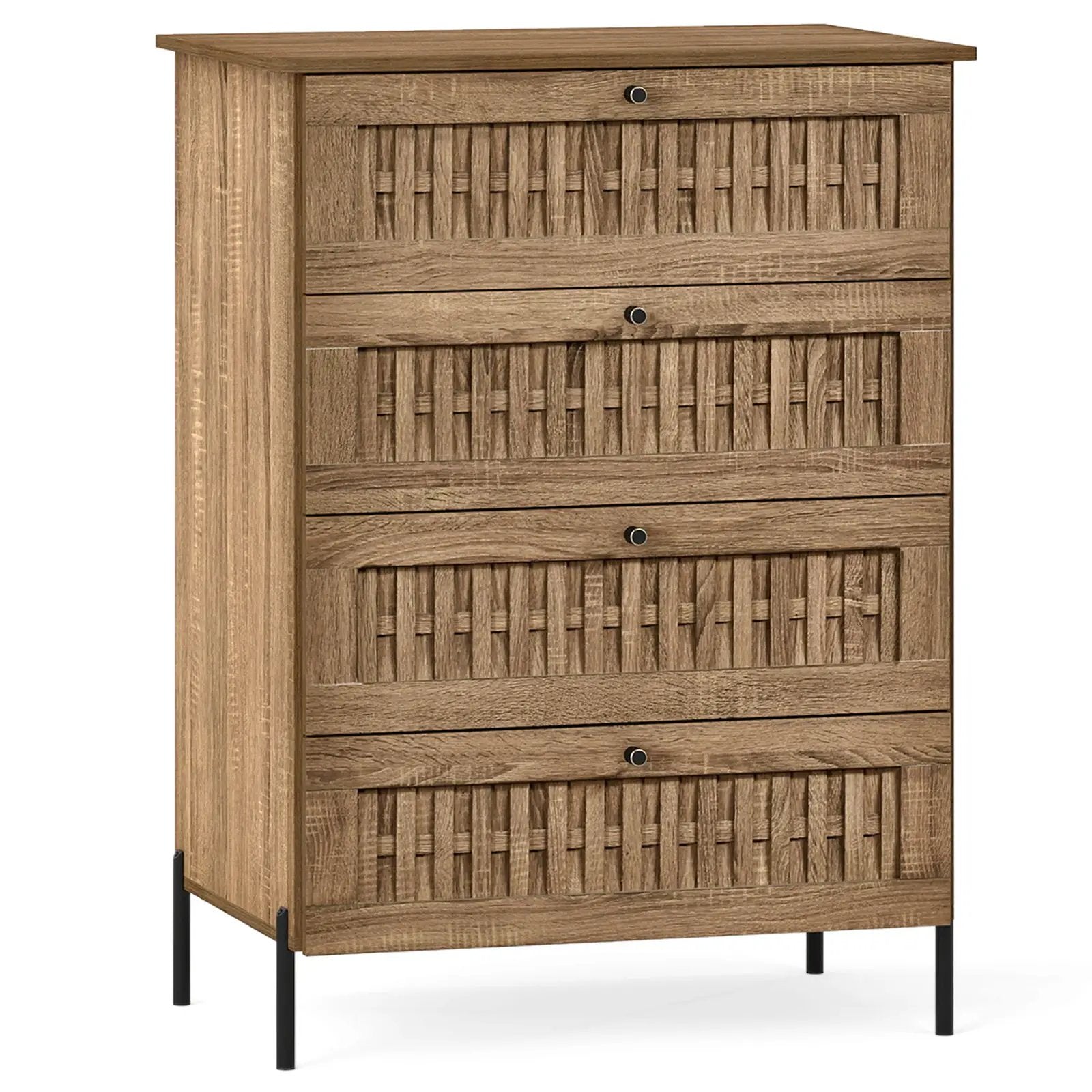4-Drawer Dresser with Interlocking Mechanism and Metal Legs for Bedroom-Oak by DirectDeals