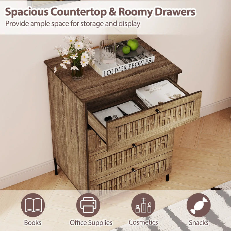 4-Drawer Dresser with Interlocking Mechanism and Metal Legs for Bedroom-Oak by DirectDeals